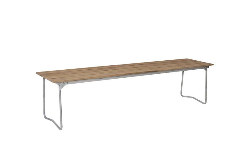 Bänk 9 - Obehandlad teak med varmförzinkat stativ