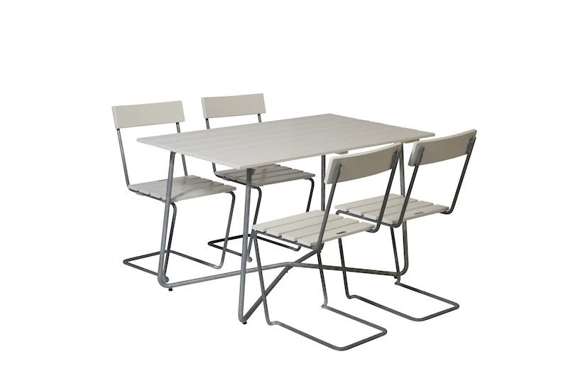 Matgrupp B25A & 4x Stol 1 Vit Ek/varmförzinkat