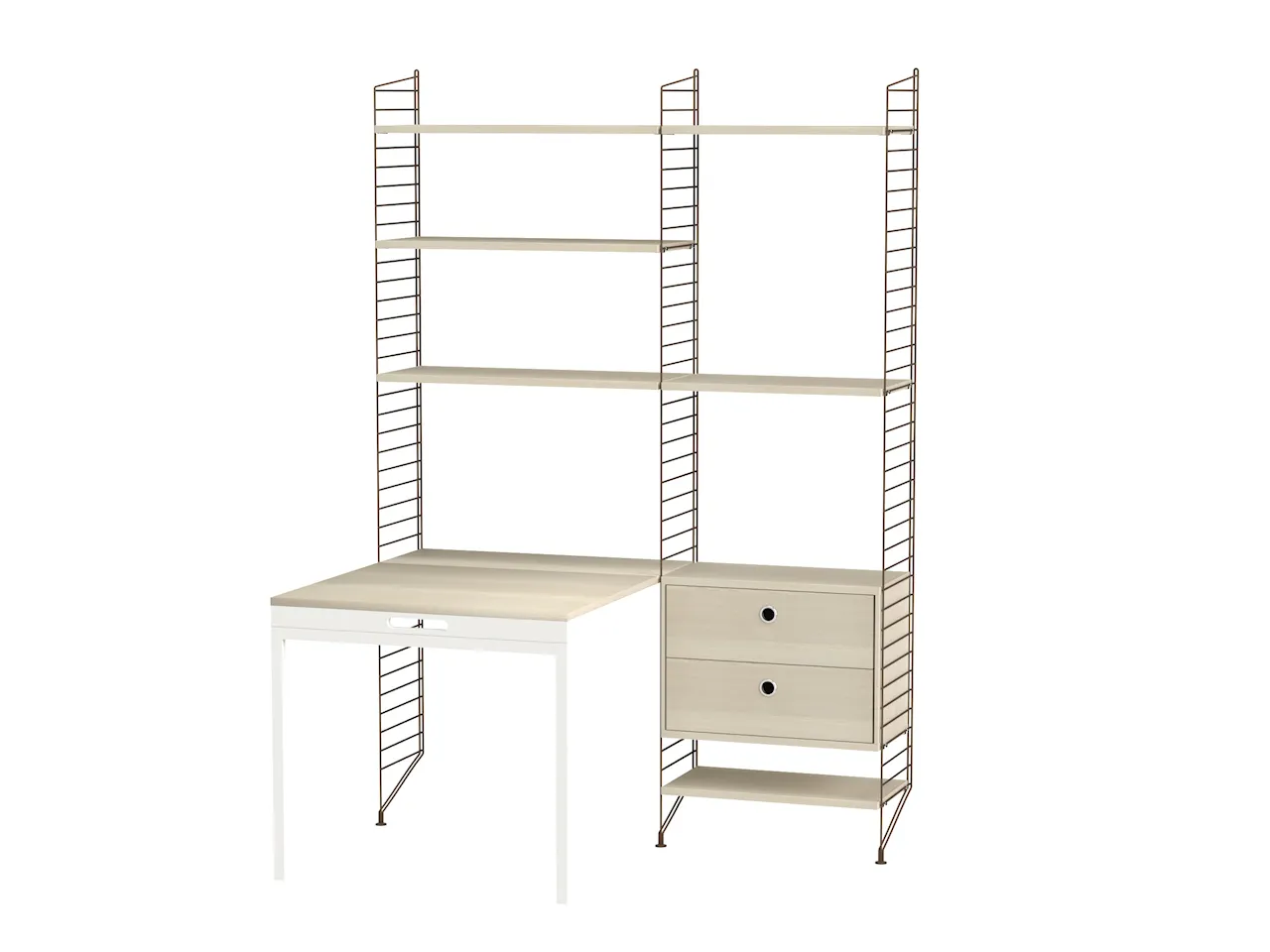 Product Image for String Arbetsplats E Brun/Ask Bokhylla med lådhurts & fällbord
