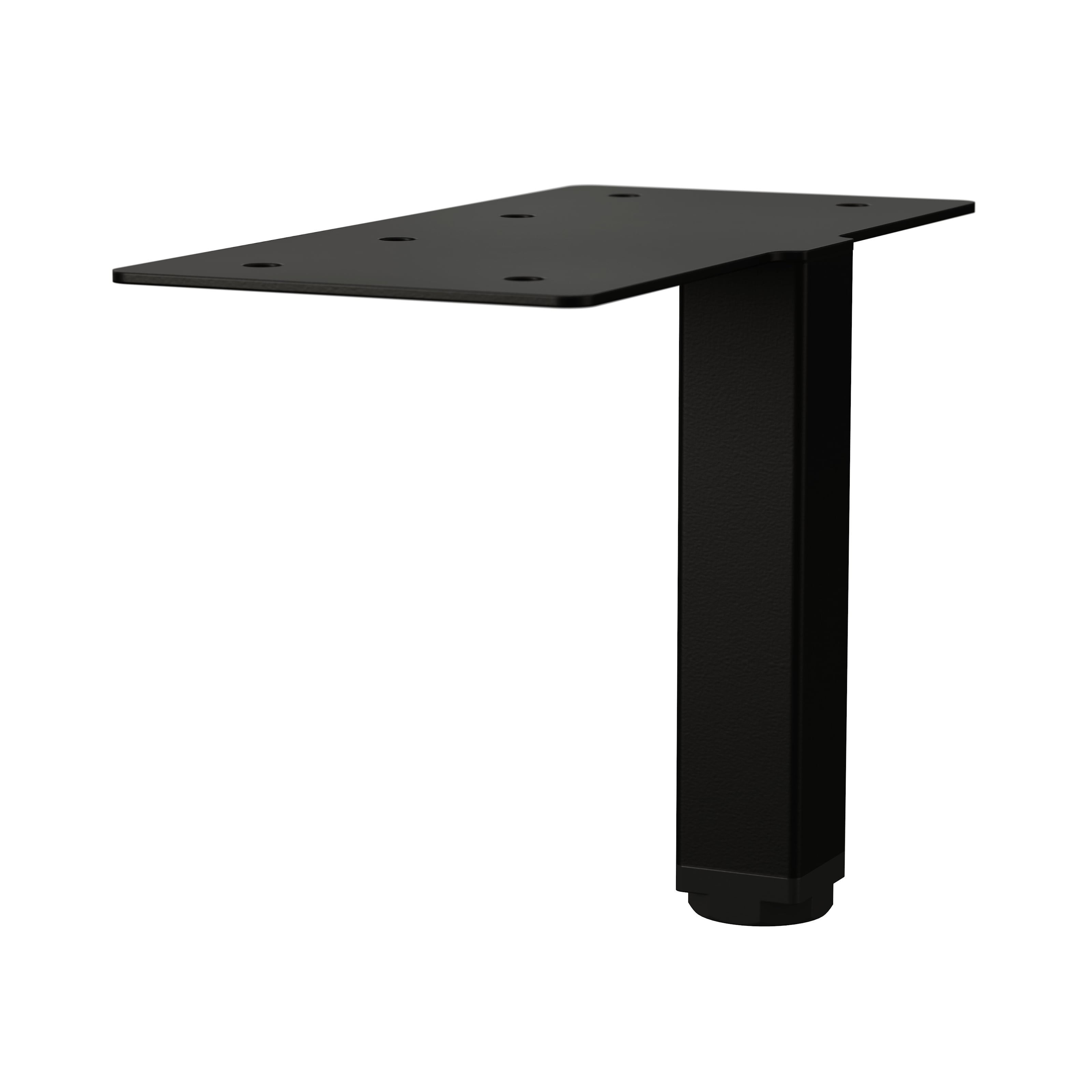 Connecting leg with mounting plate Black RAL K7 9005