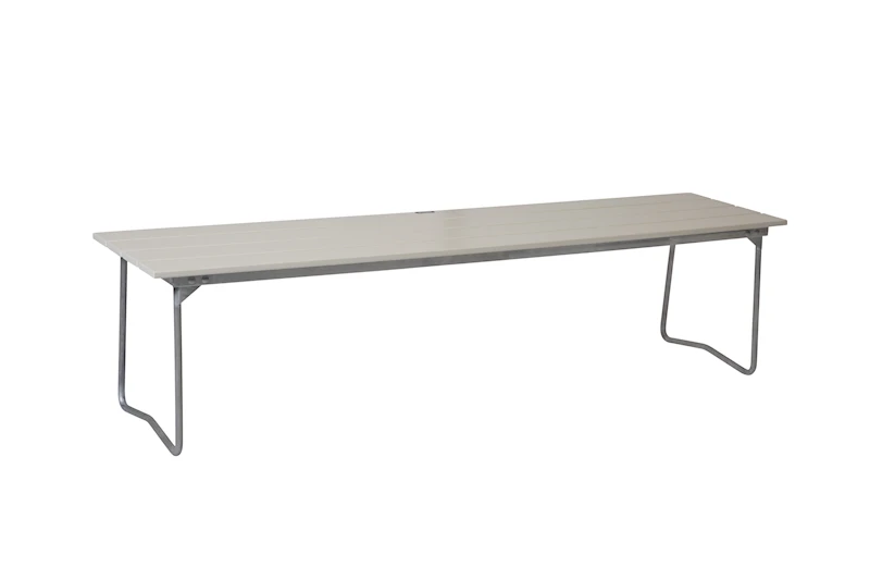 Bänk 9 - Vitlackad ek med varmförzinkat stativ