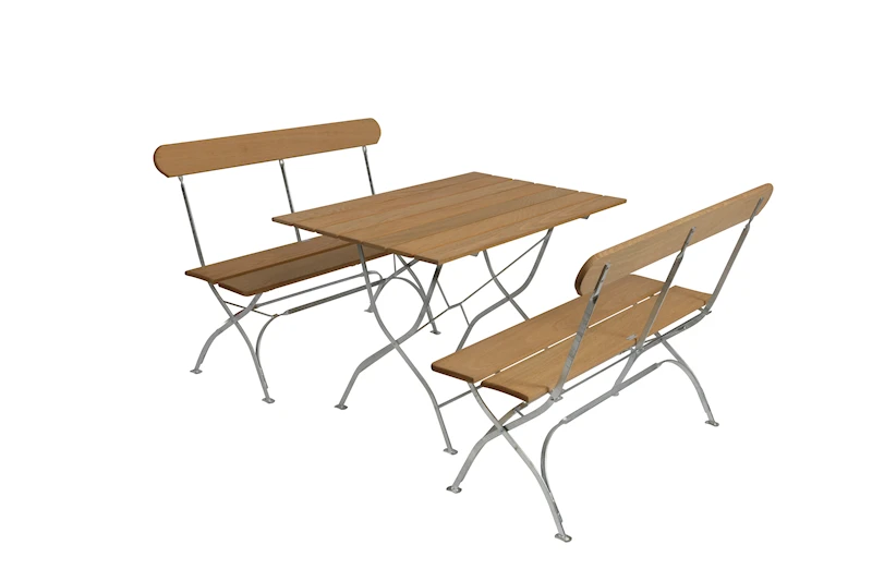 Brewery Table 110 + 2x Brewery Sofa Oak/Galvanized