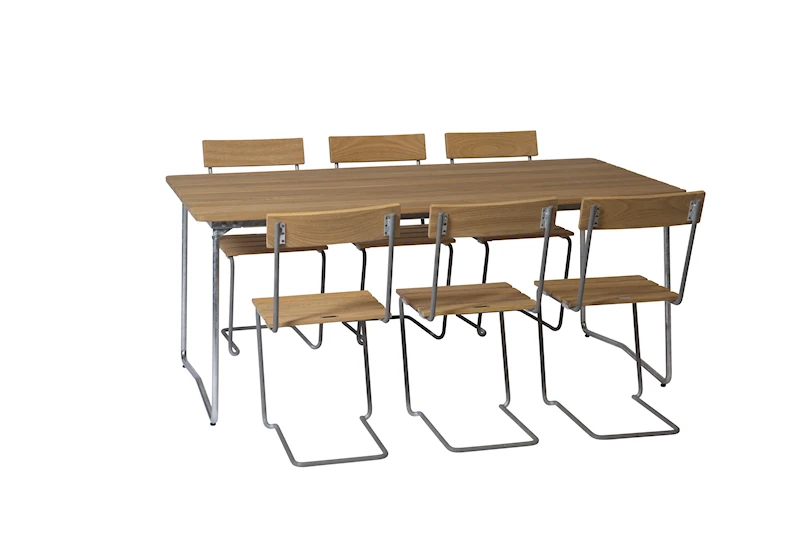 Table B31 170 - 6X Chair 1 Oak/hot dip galvanised