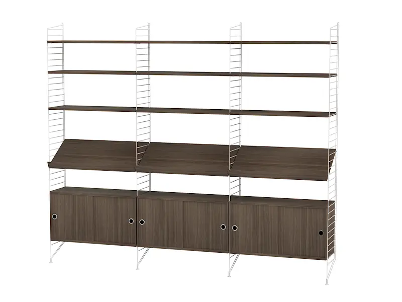 String®シェルフセット（幅58×奥行30cm／ウォールナット） 日本代理店】String Pocket スウェーデン製 ウォルナット / ブラック