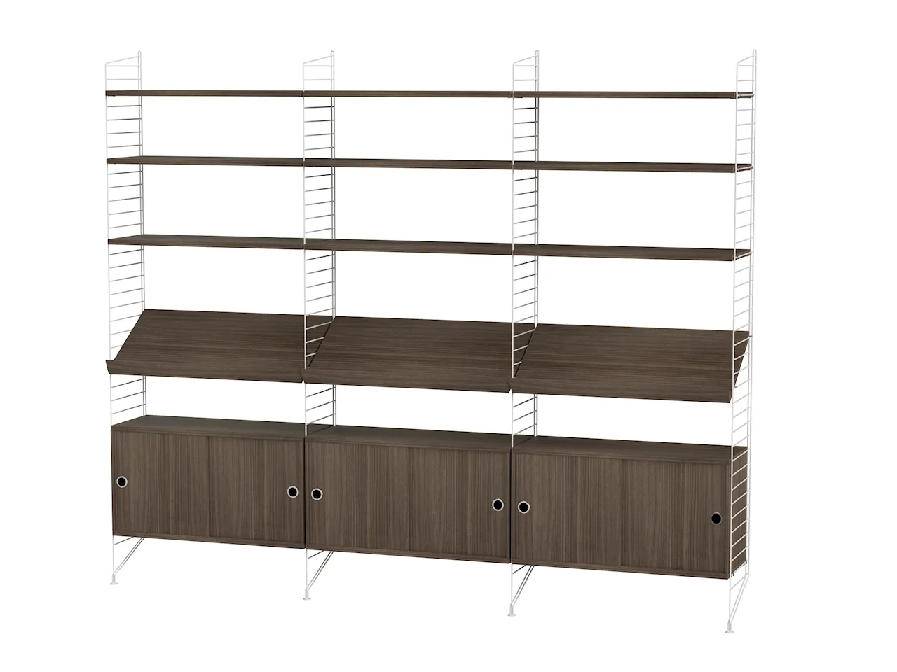 Product Image for String Vardagsrum G Vit/Valnöt Stor bokhylla med skåp & tidskriftshyllor