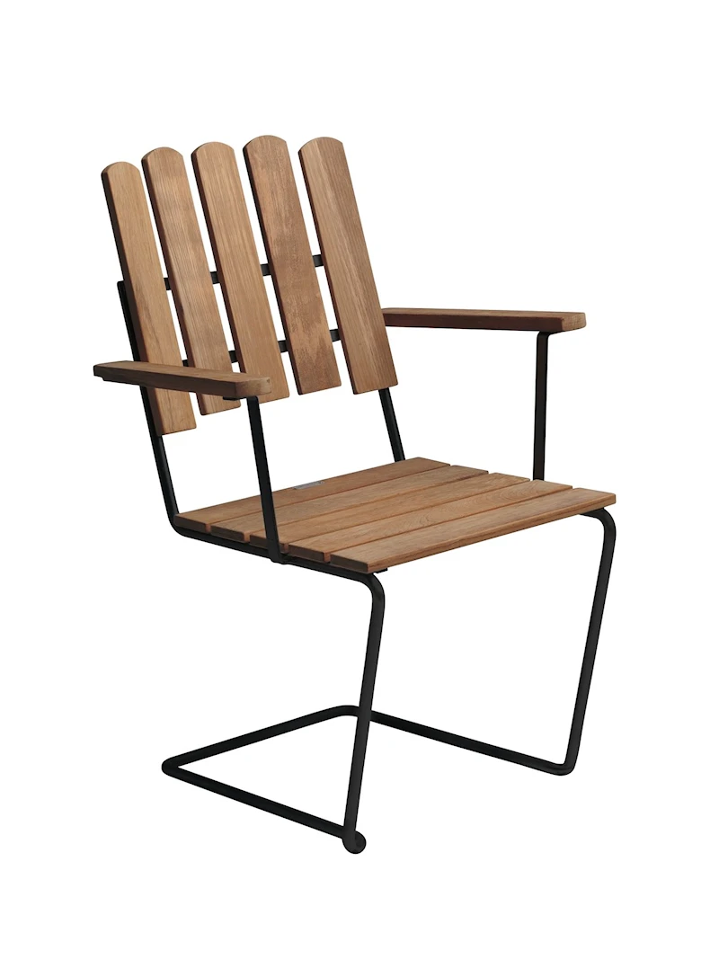 Fåtölj A2 - Obehandlad teak med svart stativ