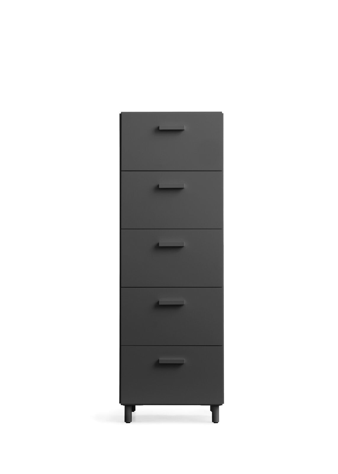 Tall Chest of Drawer from Relief with five drawers. All units from Relief can easily be connected. With five colours and three sizes, you can create multiple unique Relief combinations. The back of Relief is as beautifully designed as the front, making placement creative and fun. The dimensions are w41 x d41 x h115 cm. Each drawer's inner dimensions are w33 x d36.3 x h17 cm. Relief is delivered unassembled.
