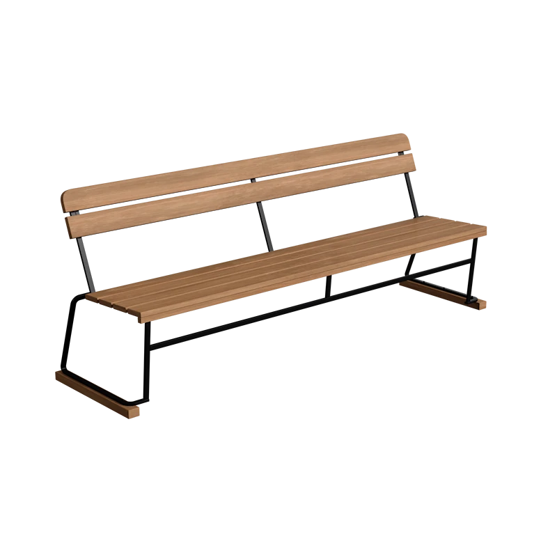 Sofa 5 Untreated teak with black steel base