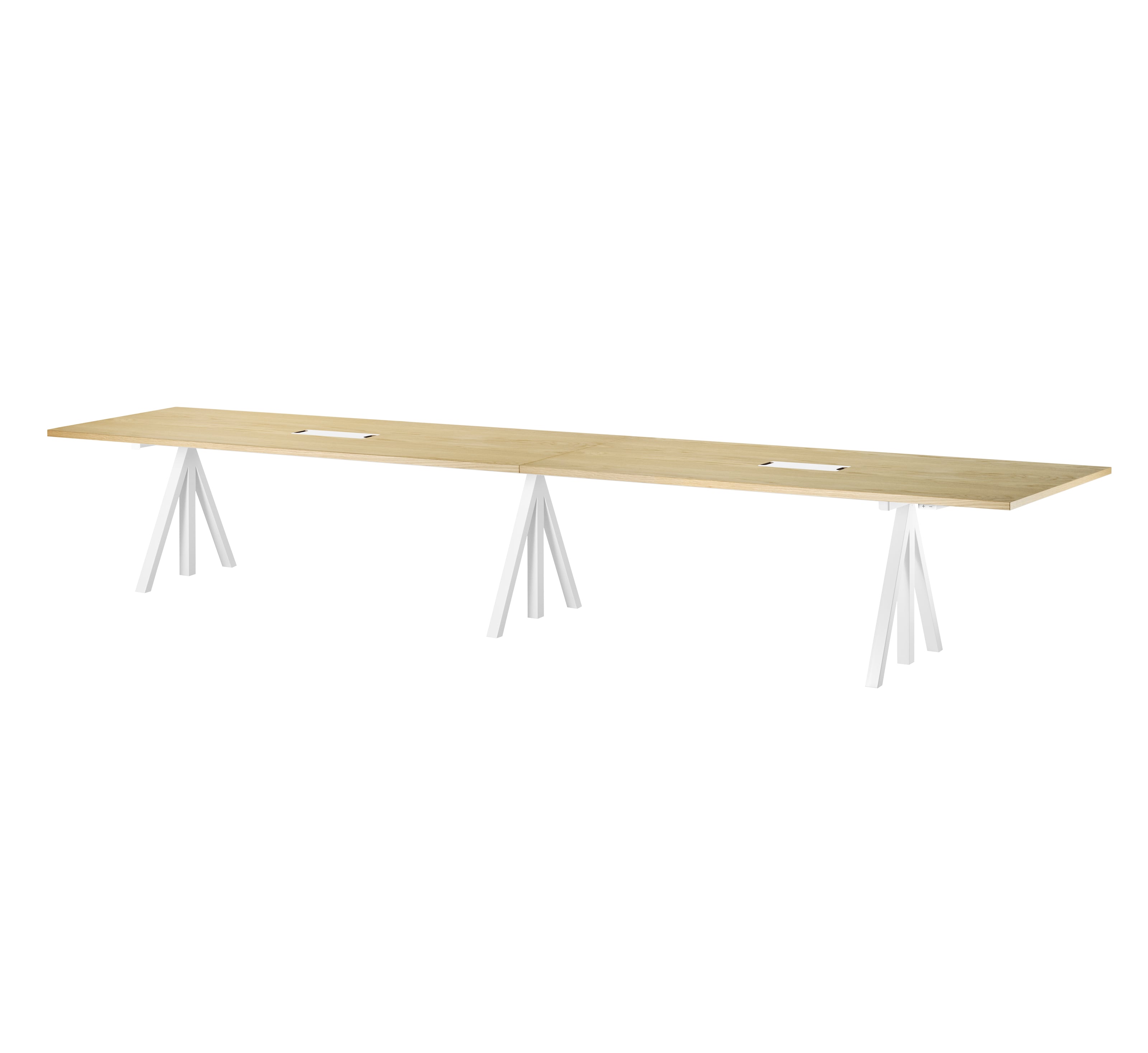 Height-adjustable conference tables 360x90 White/Oak