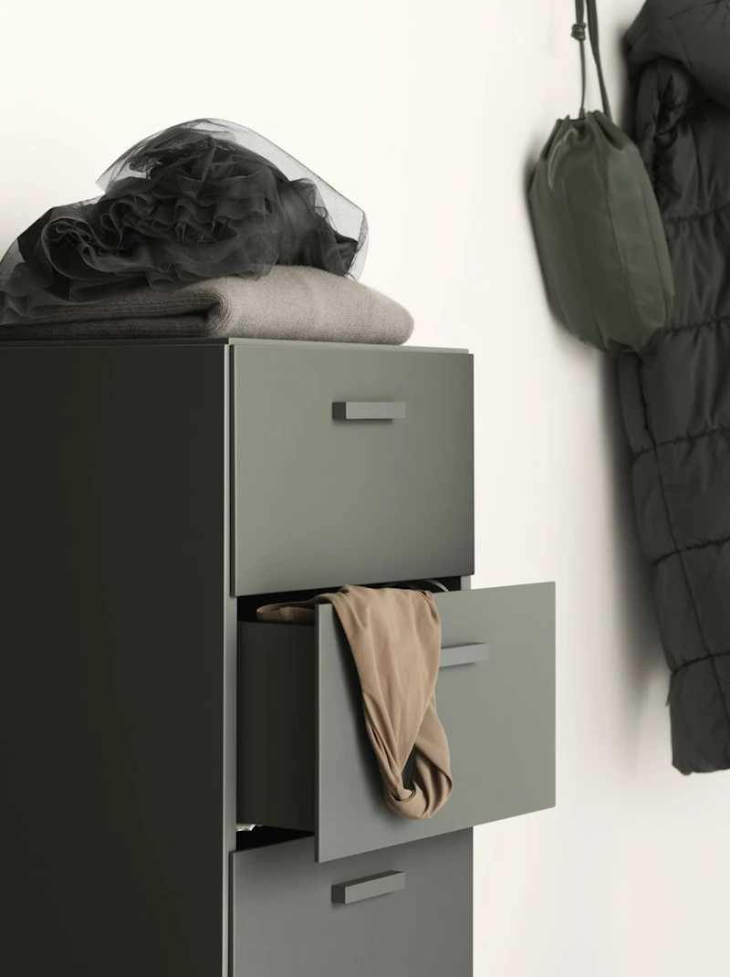 Relief Chest of drawers, tall  Grey
