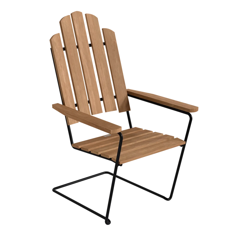 Sunlounger A3 Untreated teak with black steel base