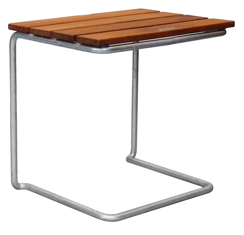 Hocker A3 - Unbehandelte Teak mit feuerverzinktem Gestell