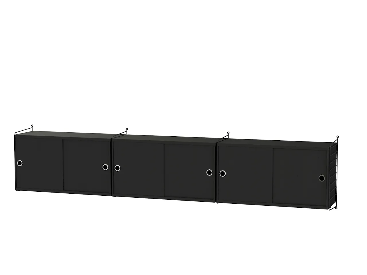 Product Image for String Vardagsrum D Svart/Svartbetsad ask Vägghängt sideboard med tre skåp, 240cm
