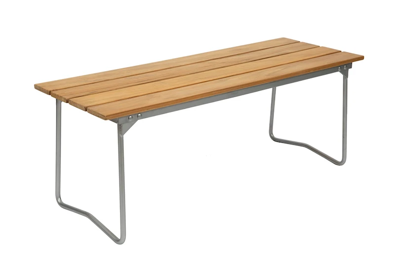 Bänk 8 - Obehandlad teak med varmförzinkat stativ