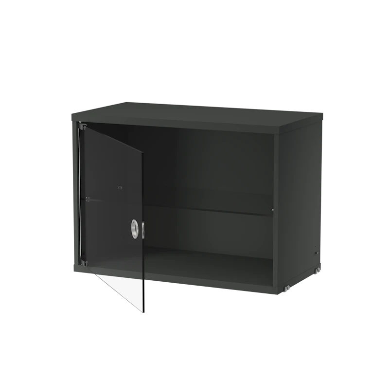 Display cabinet with swing glass door