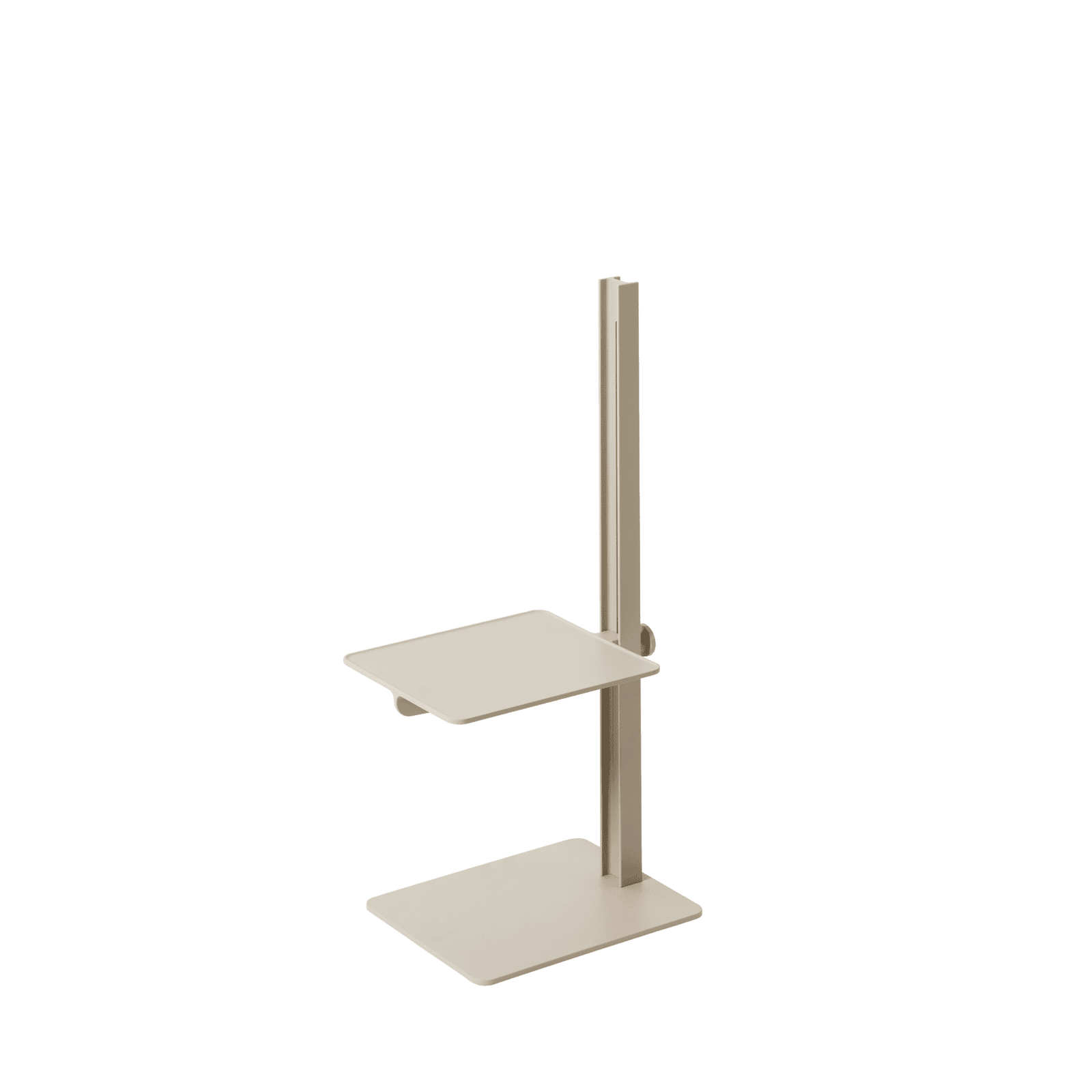 Museum Sidetable is a height-adjustable table in aluminum and steel. It has a variety of uses: Flower pedestal, small extra table by the sofa, bedside table, hallway table and more. The side table has the following dimensions: w24 x d30 x h76.5 cm where the highest height is 73 cm, and the lowest height is 32 cm.