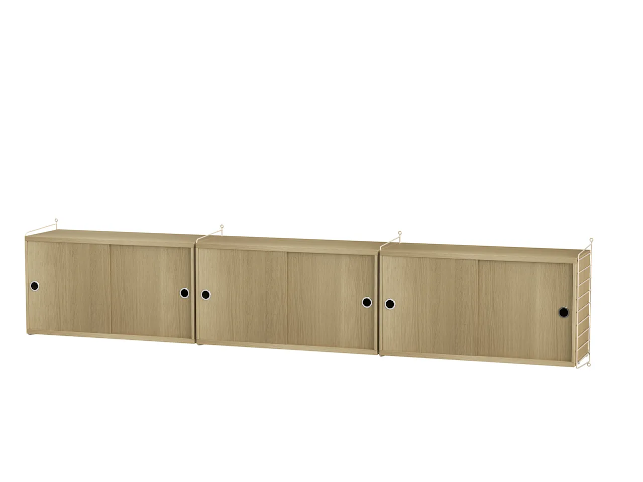 Product Image for String Vardagsrum D Beige/Ek Vägghängt sideboard med tre skåp, 240cm