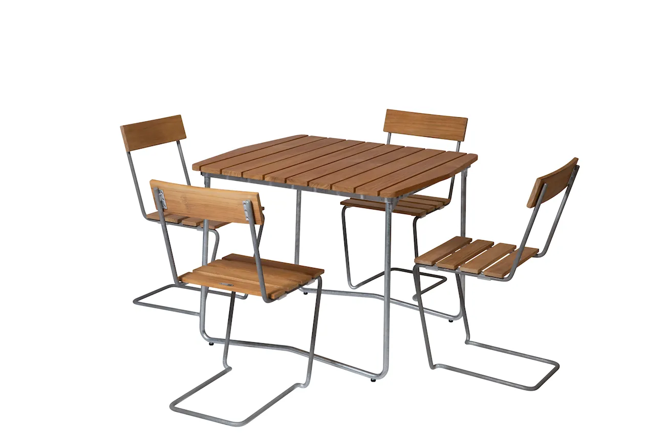 Table B31 84 - 4x Chair 1 Teak/Hot Galvanised