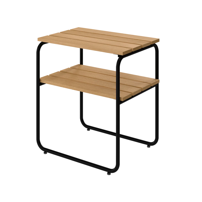 Side Table L45 Oiled oak with black steel base