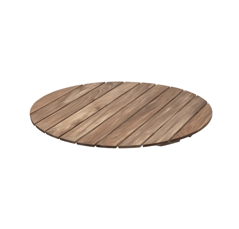 Tischplatte 9A, Ø 100 cm - Unbehandeltes Teak mit montierter Lieferung