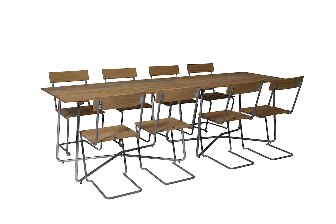 Table B25A 120 - 8x Chair 1 Oak/Galvanized