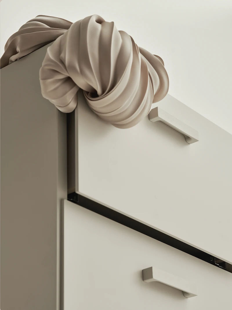 Relief Chest of drawers, tall Beige
