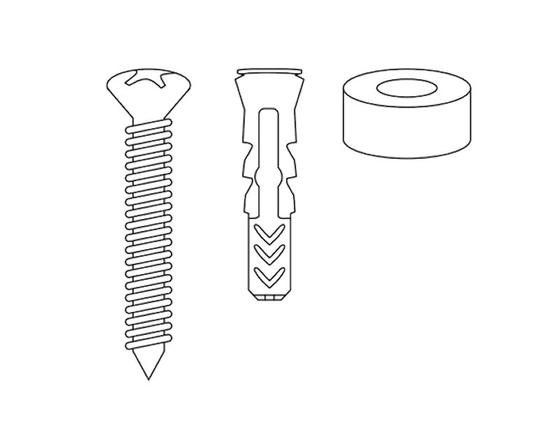 Screws 2-pack, including spacer and plug