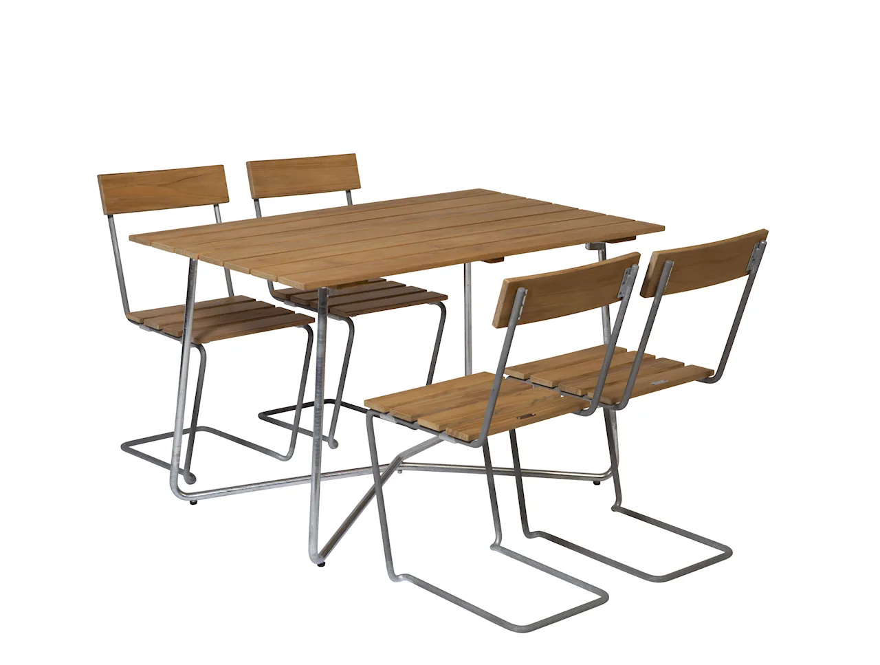 Matgrupp B25A & 4x Stol 1 Teak/varmförzinkat