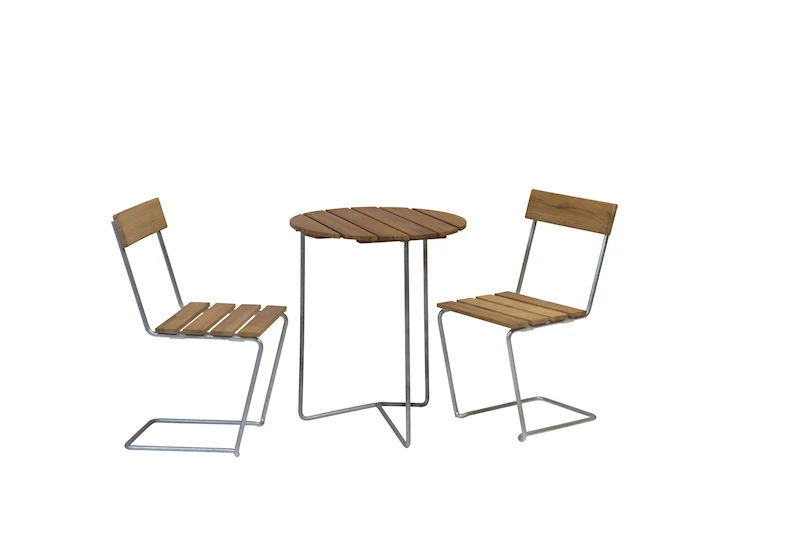 Table 6B + 2x Chair 1 Teak/hot dip galvanised