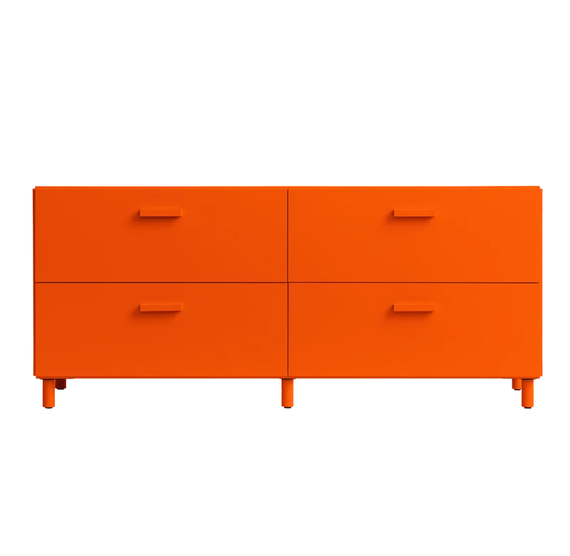 Relief Chest of drawers, low  Orange