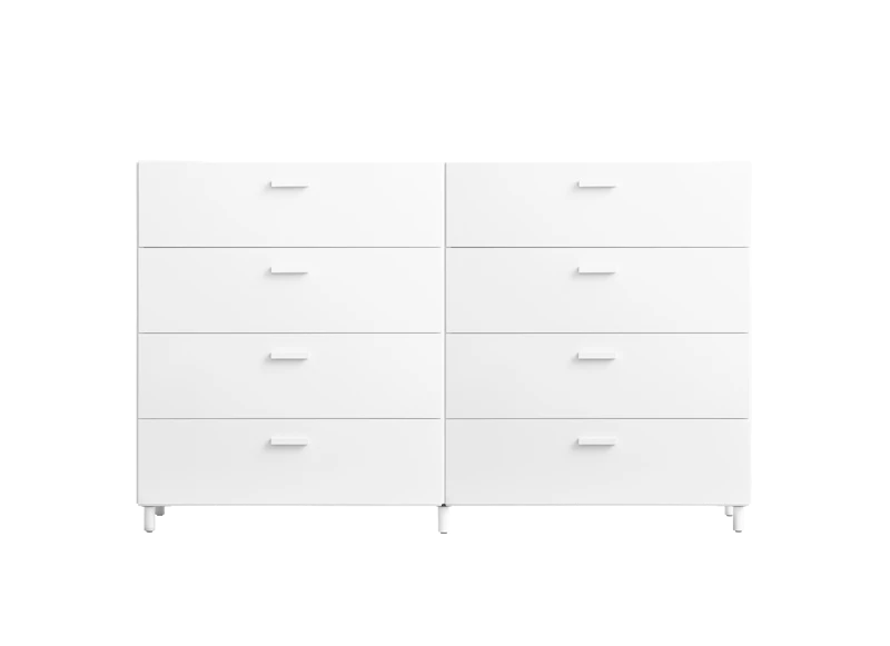 Two wide Relief drawers with legs  White