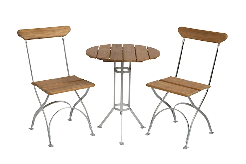 Bryggeribord 60 Trefot & 2 Bryggeristolar, Obehandlad teak