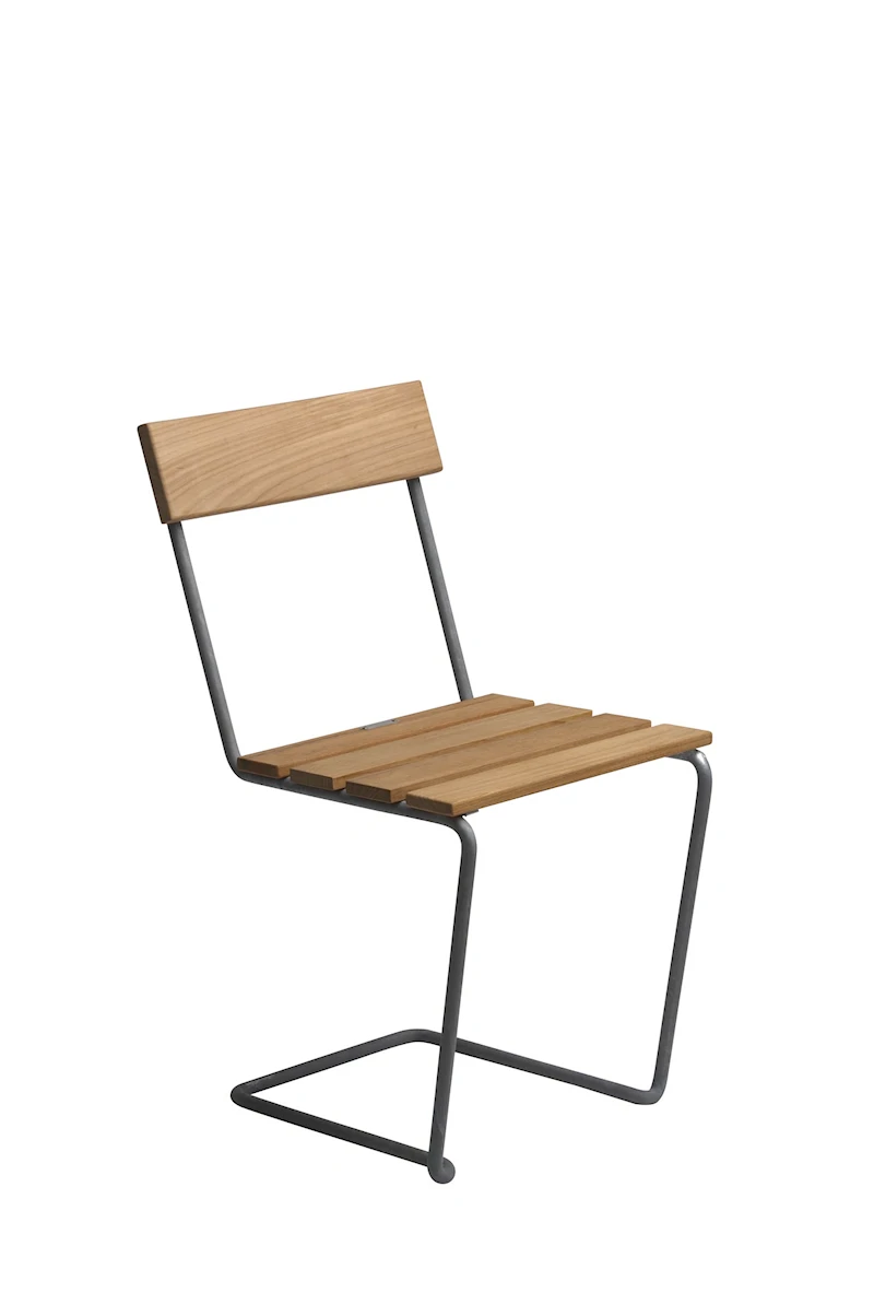 Stol 1 - Obehandlad teak med varmförzinkat stativ