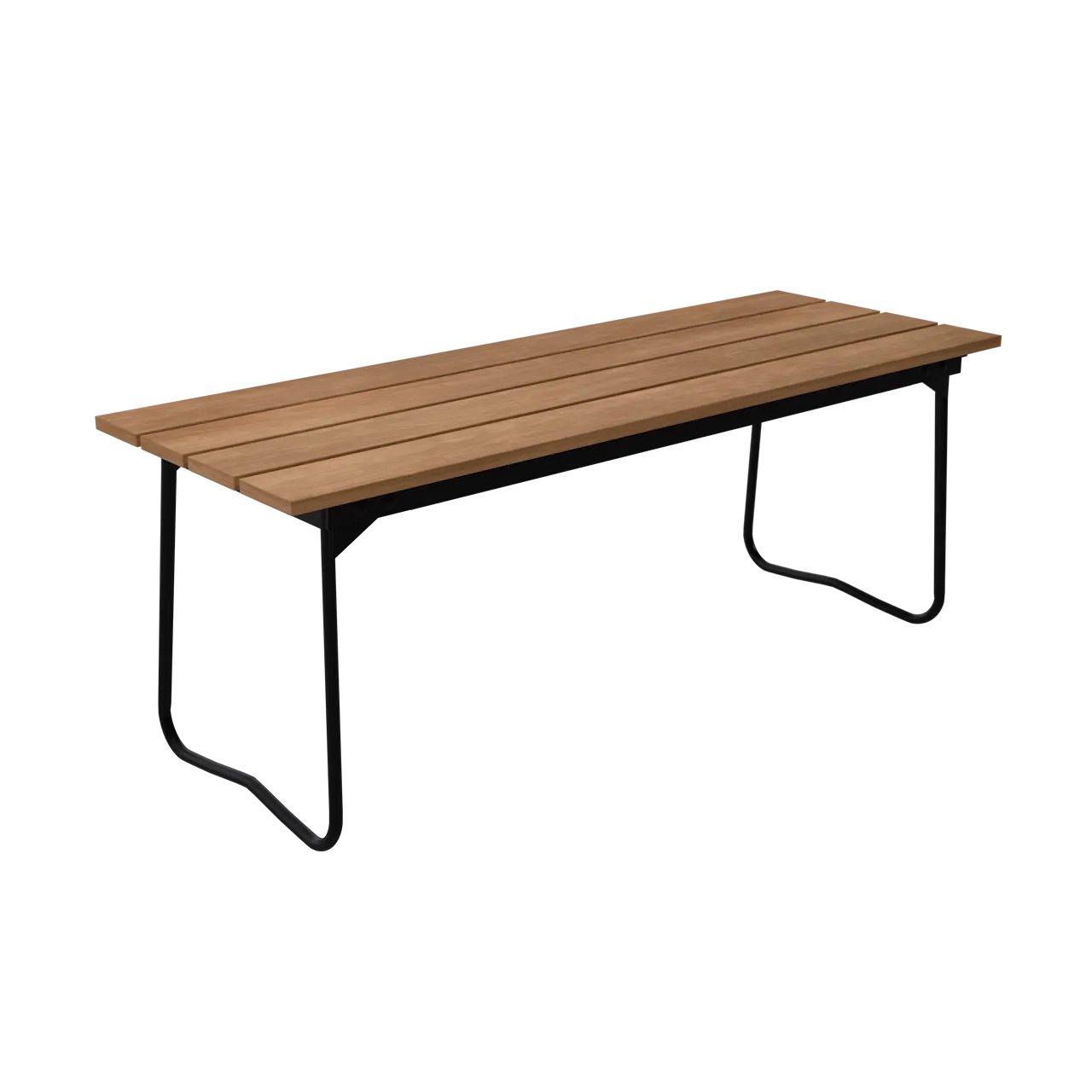 Bänk 8 - Obehandlad teak med svart stativ