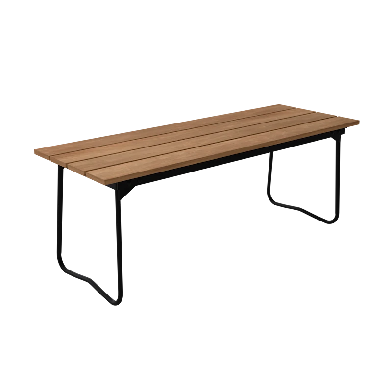 Bench 8 Untreated teak with black steel base