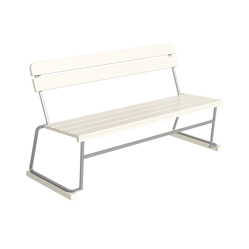 Sofa 3 White lacquered oak with hot galvanized steel base
