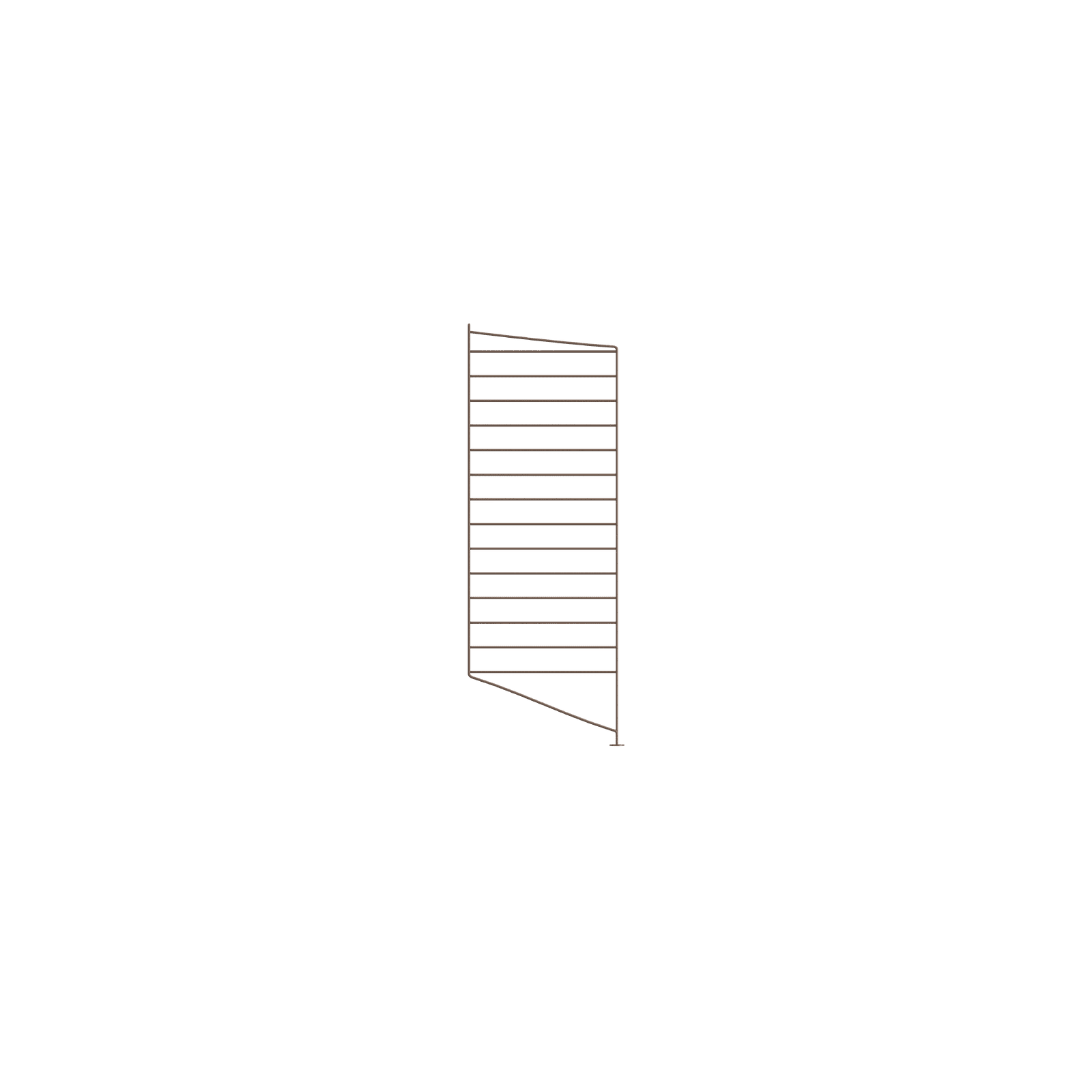 The floor panels are available in three heights, 85 cm, 115 cm, 200 cm along with one depth, 30 cm. The panels are the base when building your string shelf. When the panels are decided you can start adding products with 30 cm depth from String® System. Choose among shelves, cabinets, drawers, magazine shelves and more. The foot of the floor panel rests against the floor which makes the shelf stable while appearing light and airy. Make your shelf even more functional and unique by adding organizers, knife holder or a magazine holder, which all are placed on the panel’s threads. The panels come in two different packaging’s, either with one floor panel or two floor panels.