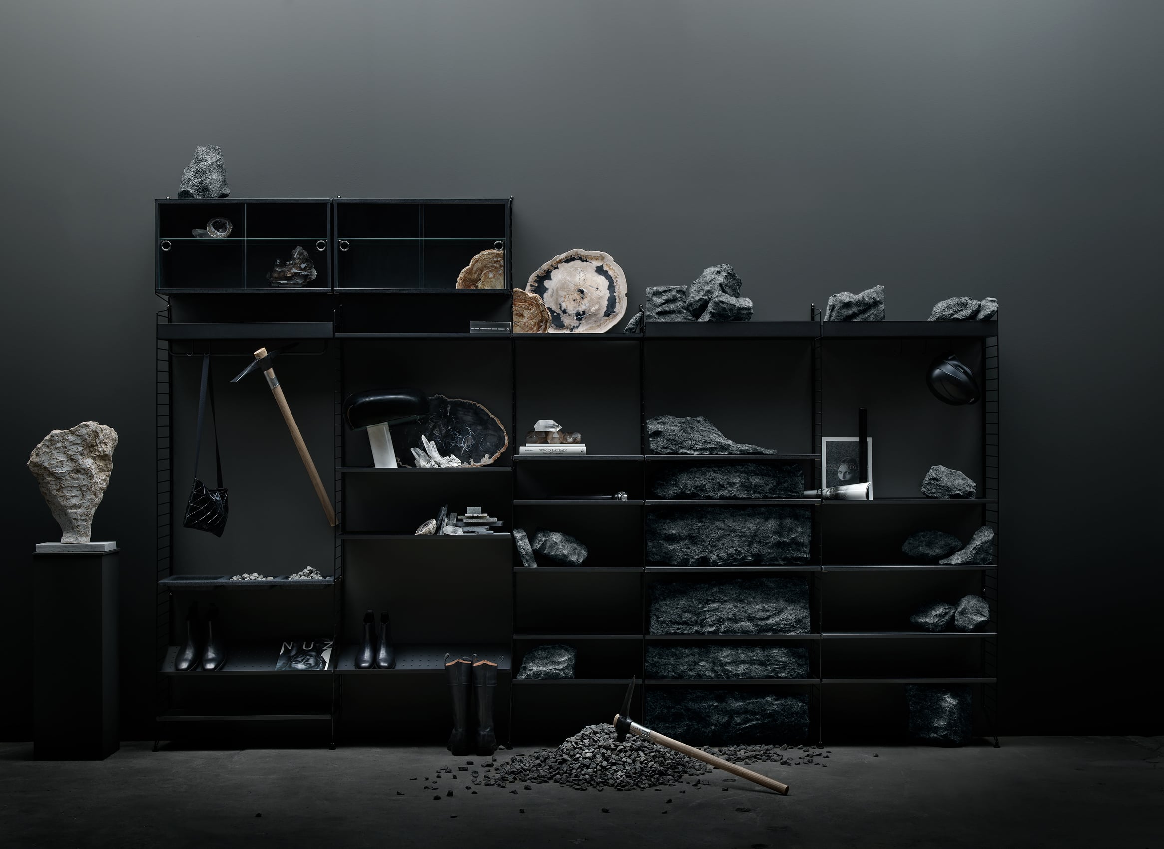 Display cabinet with sliding glass door