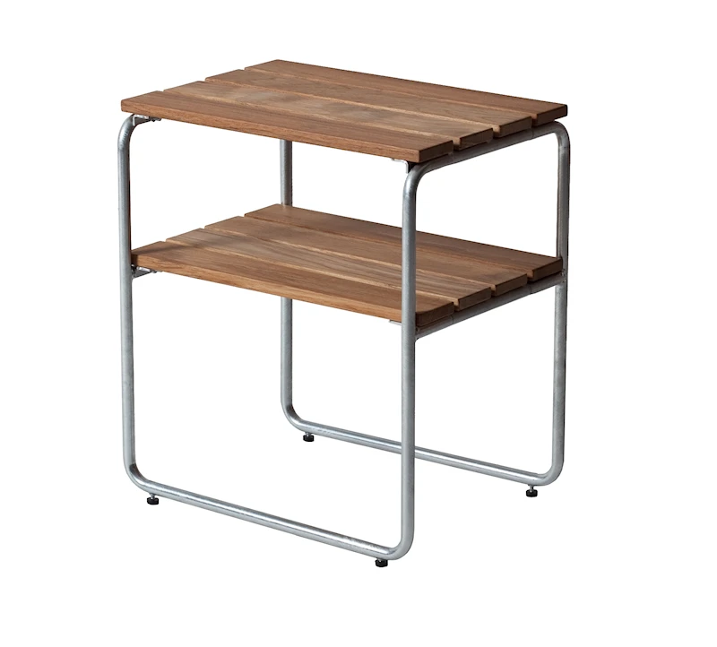 Side Table L45 - Untreated teak with hot galvanized base