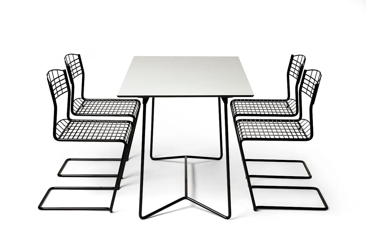 High Tech Table 110 Black + 4x High Tech Chair Black coated