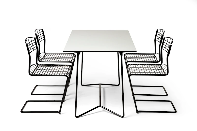 High Tech Table 110 Black + 4x High Tech Chair Black coated