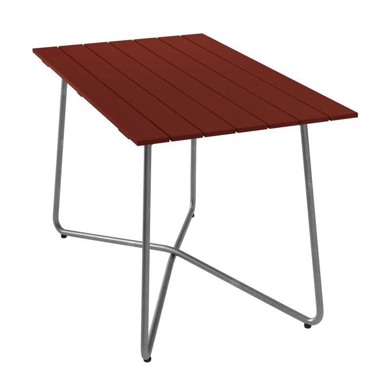 Bord B25A 120 - Mörkröd med varmförzinkat stativ