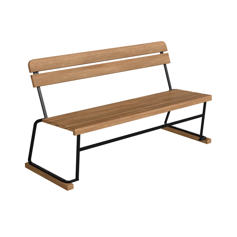 Sofa 3 Untreated teak with black steel base