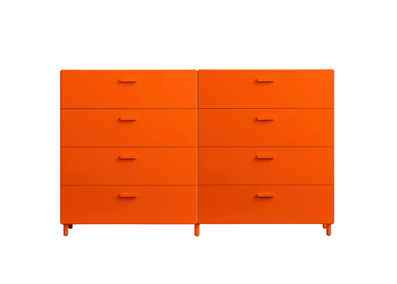 Two wide Relief drawers with legs  Orange