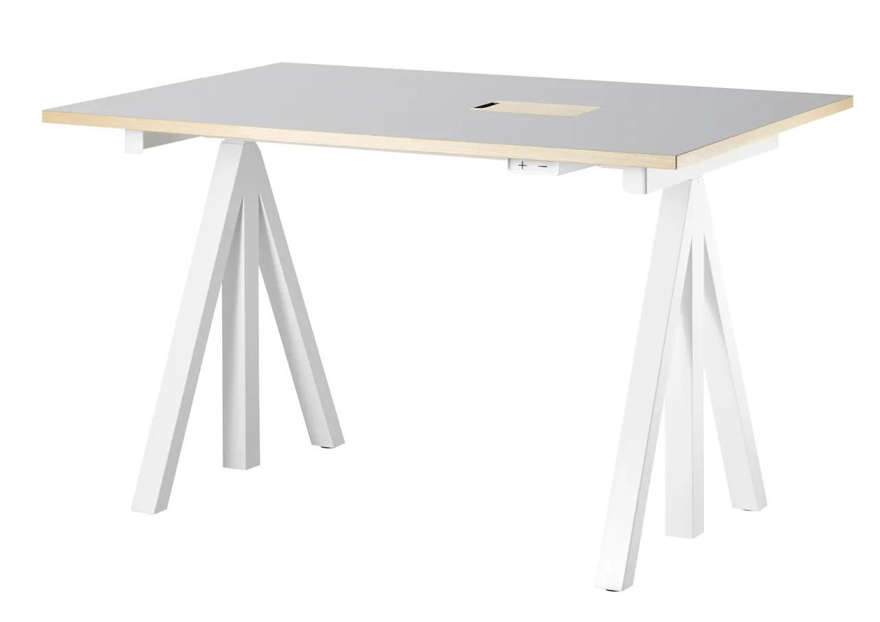 Product Image for String Höj- och sänkbart skrivbord 120x78 Vit/Ljusgrå linoleum med kantlist i ask