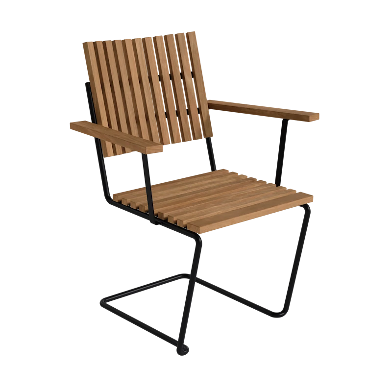 Fåtölj Bovik - Obehandlad teak med svart stativ