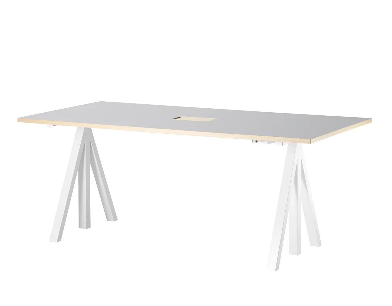 Product Image for String Höj- och sänkbart skrivbord 180x90 Vit/Ljusgrå linoleum med kantlist i ask
