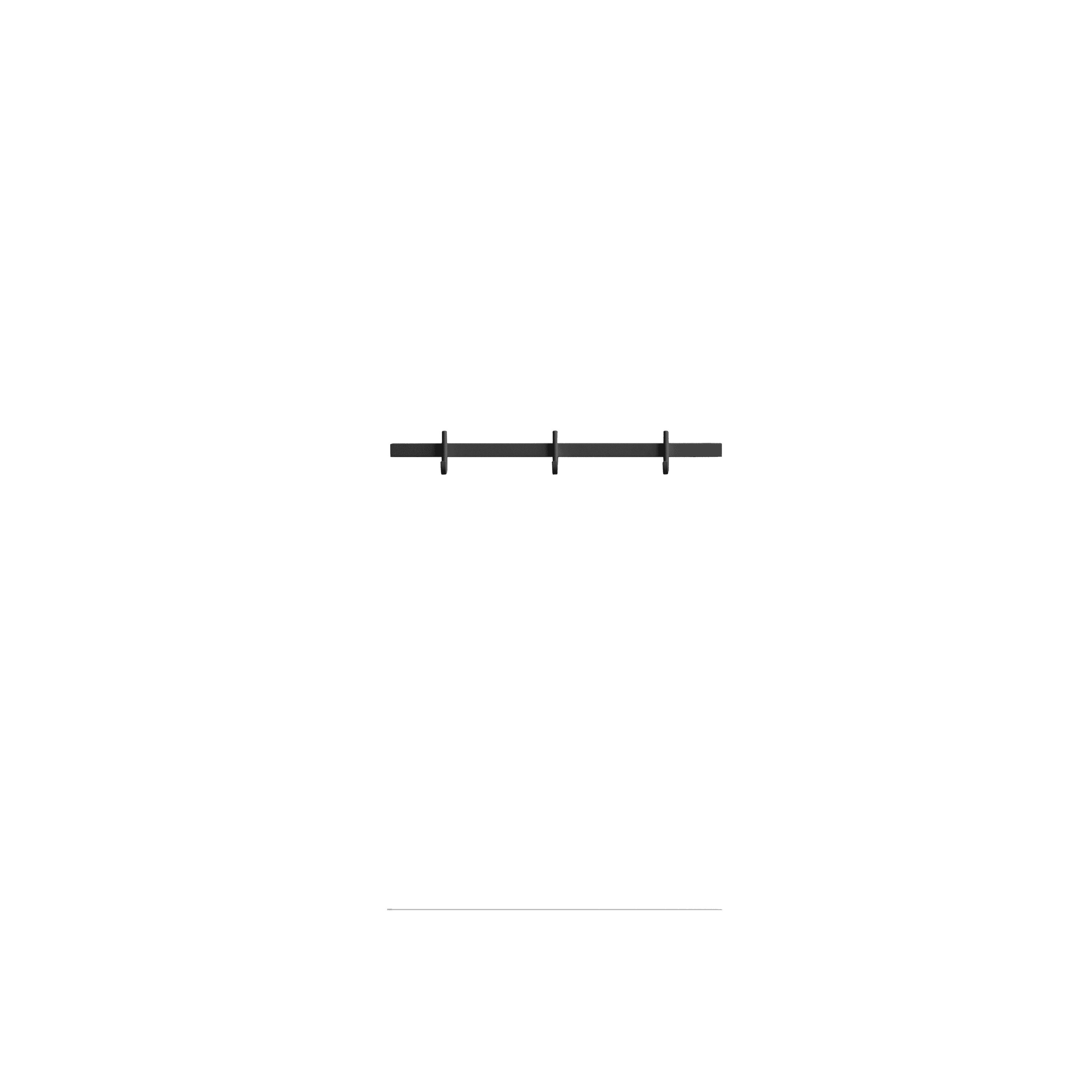 Hook rail from the Relief assortment. Available in three different sizes reflecting the widths of the chests of drawers from Relief. The smallest is 41 cm, the medium-sized is 82 cm, and the largest is 123 cm.