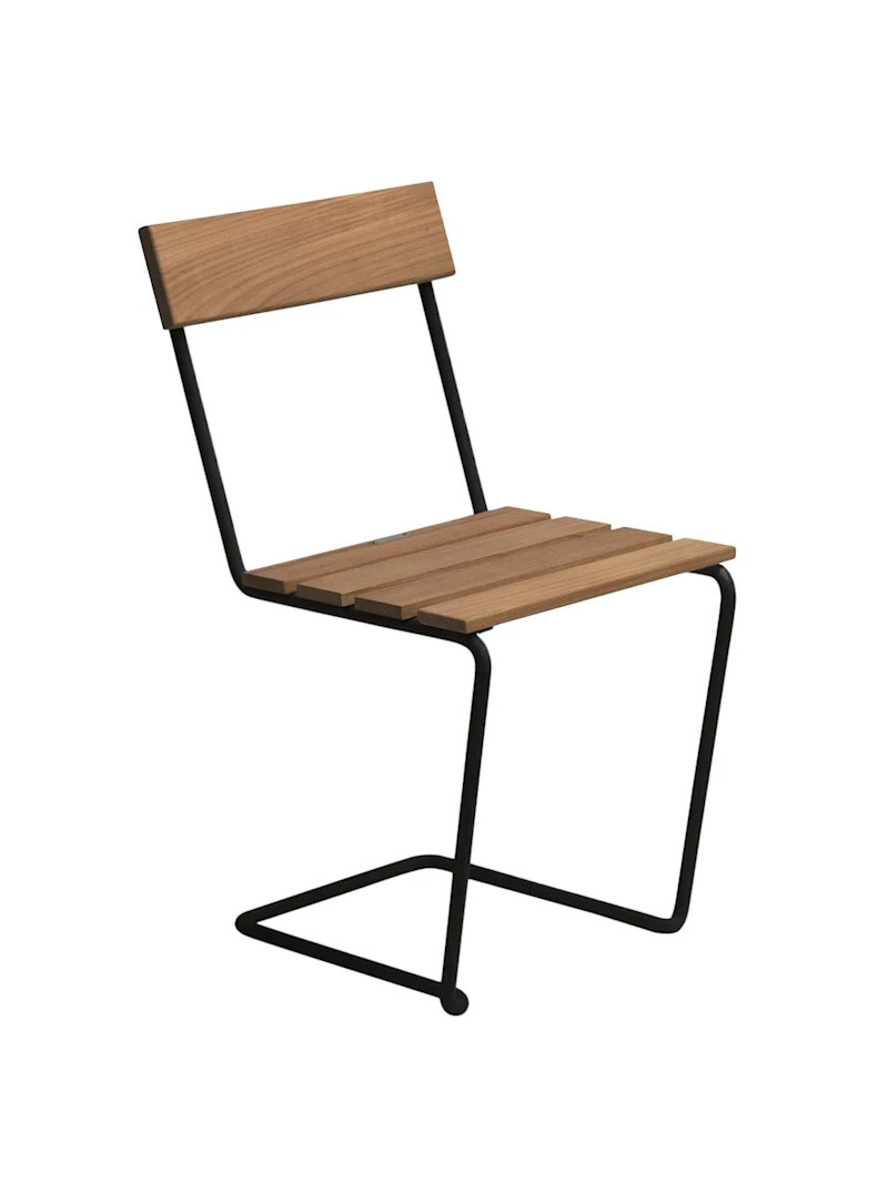 Stol 1 - Obehandlad teak med svart stativ