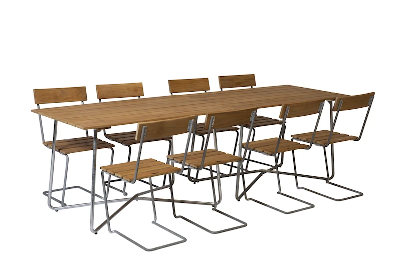 Table B25A 120 - 8x Chair 1 Teak/Galvanized